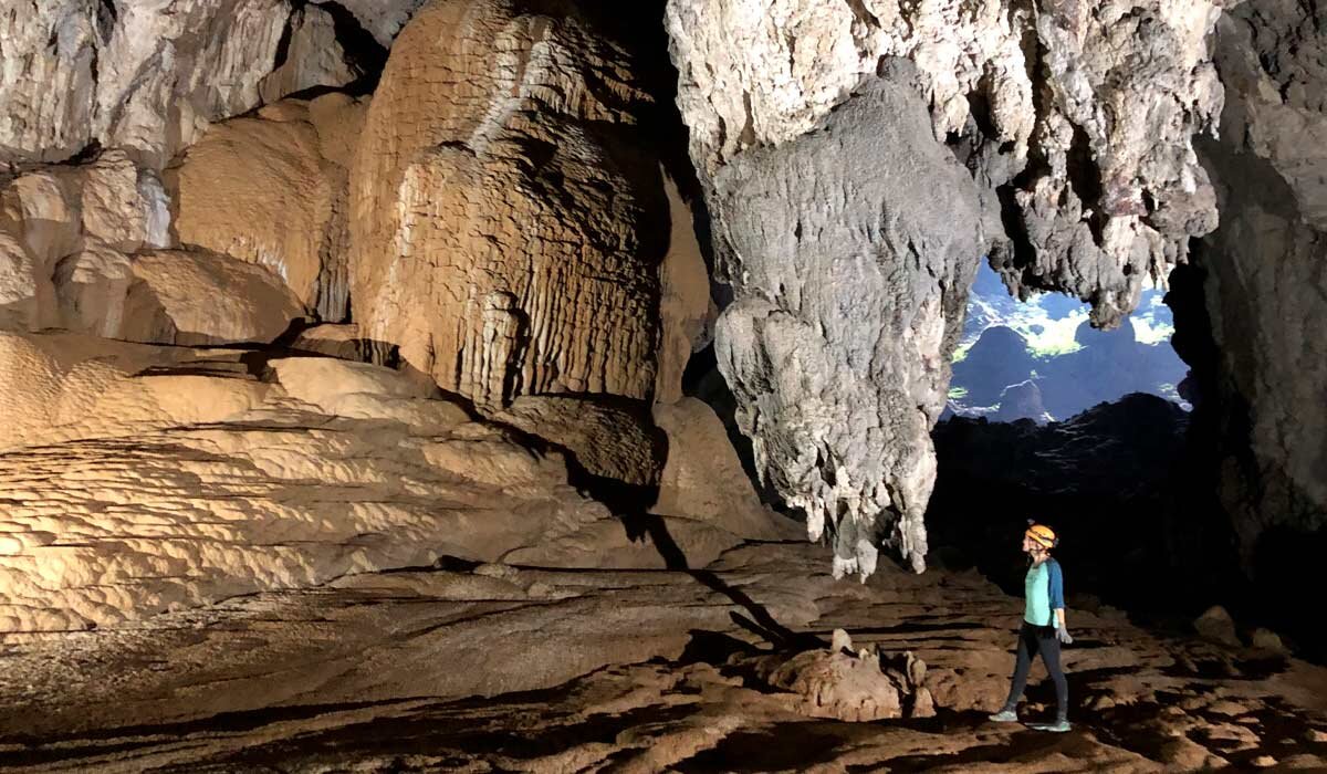 Son Doong cave, Vietnam. Amanda on a 4 day expedition through the biggest cave in the world