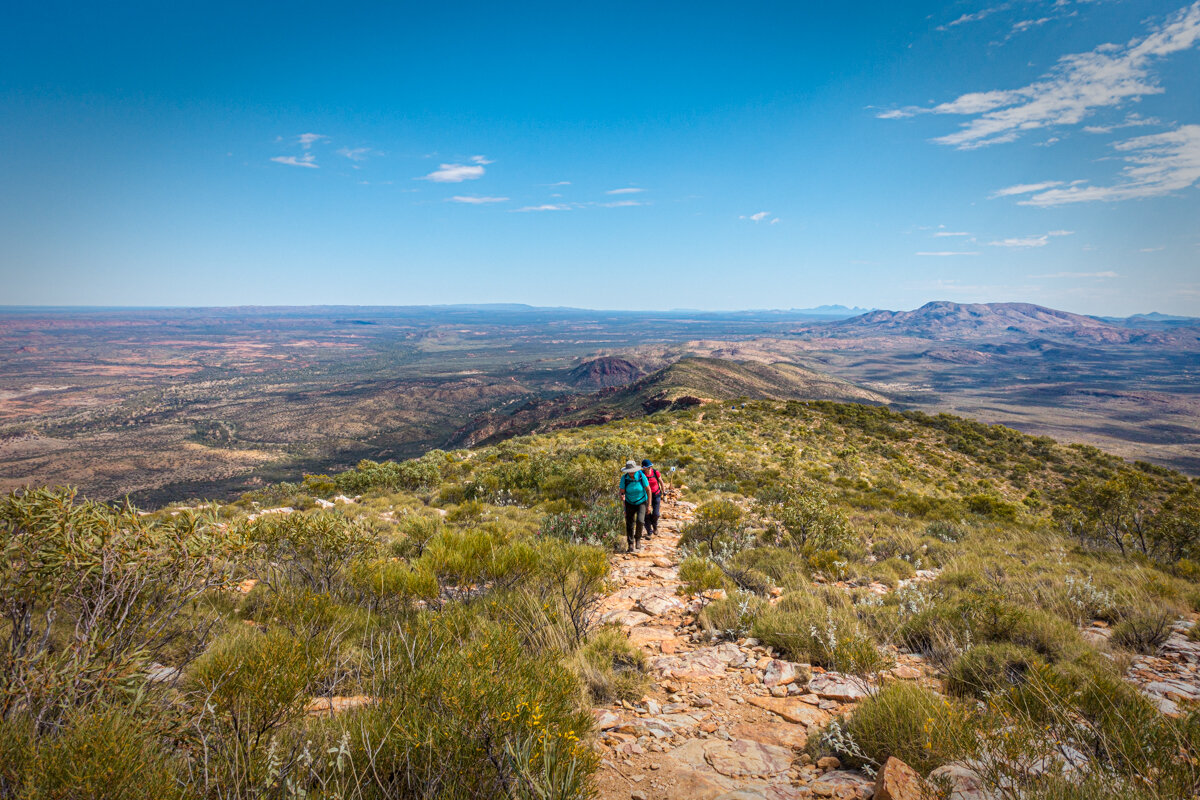 The Larapinta Trail takes hikers through the stunning landscape of the MacDonnell Ranges. Image Fiona Harper