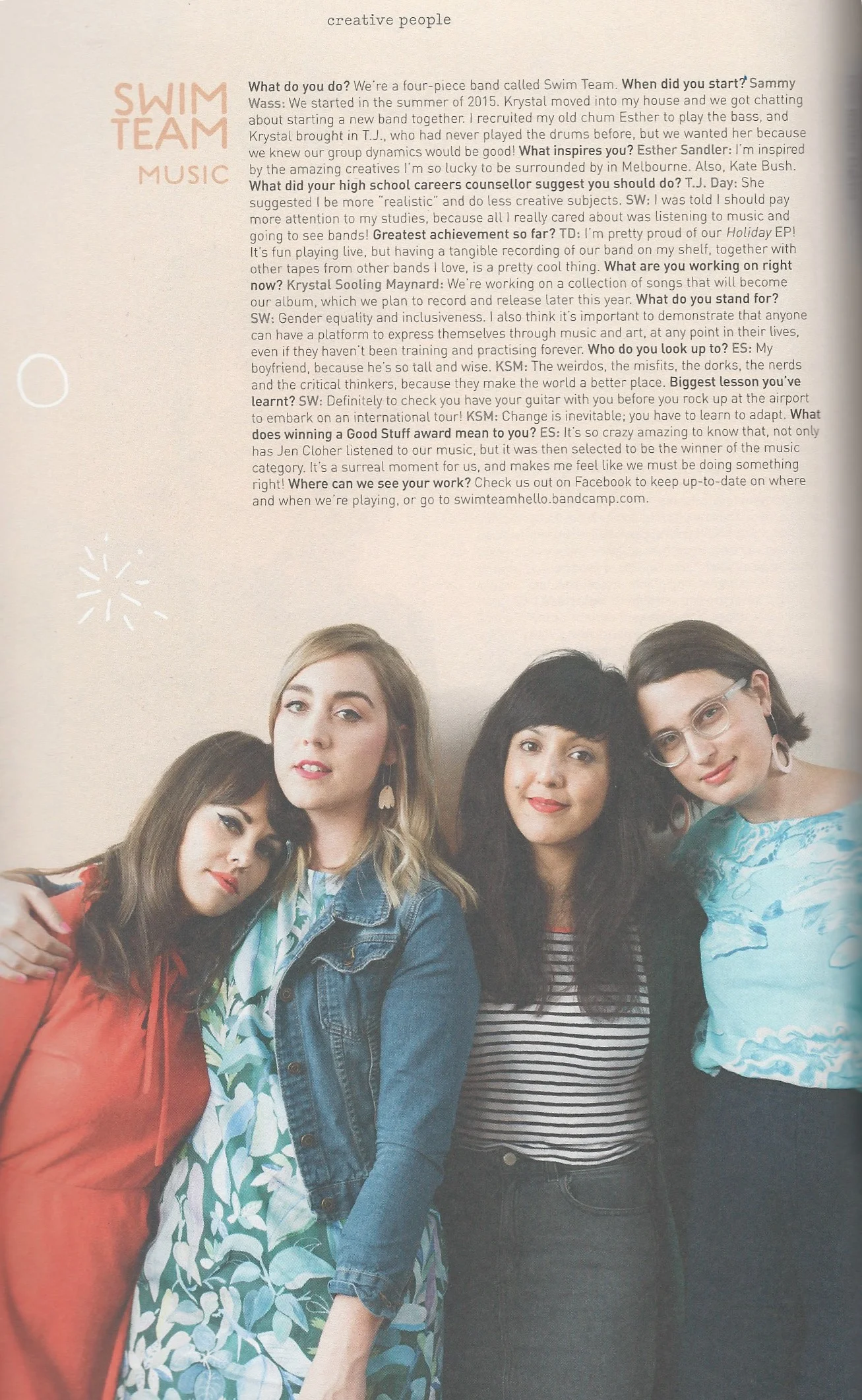 Frankie Magazine feature Sent top on Swim Team issue 77