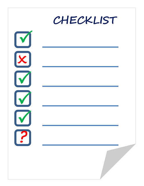 Ideally, a checklist should be numbered -- unlike the one shown here!