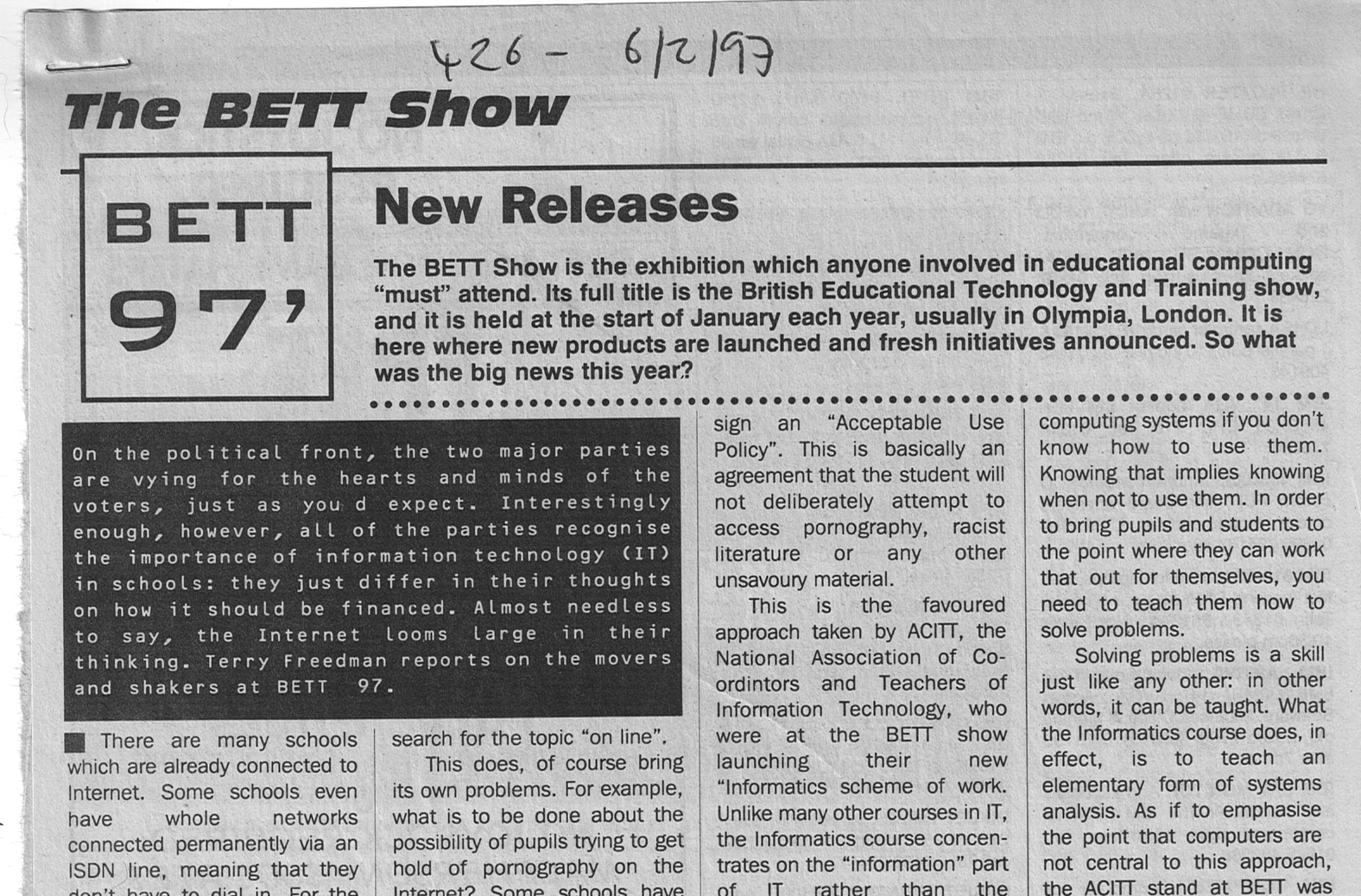 The original review of Bett 1997 (Detail)