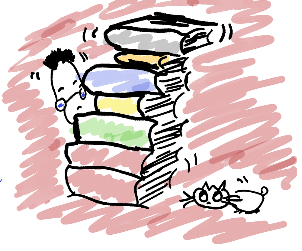 Book stack with cat -- Terry Freedman.png