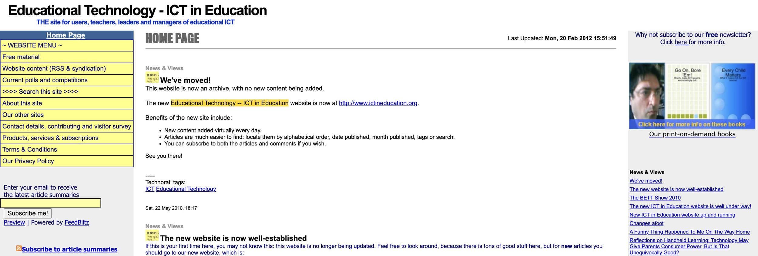 The ICT in Education website, circa 2012