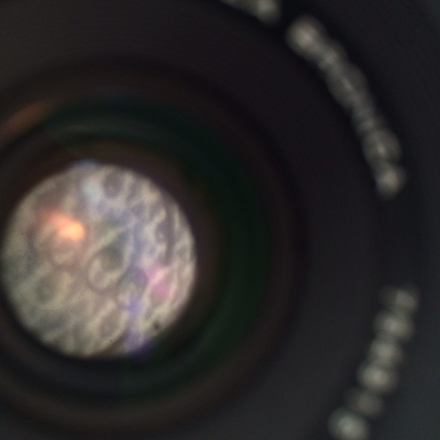 backwards through the lens.