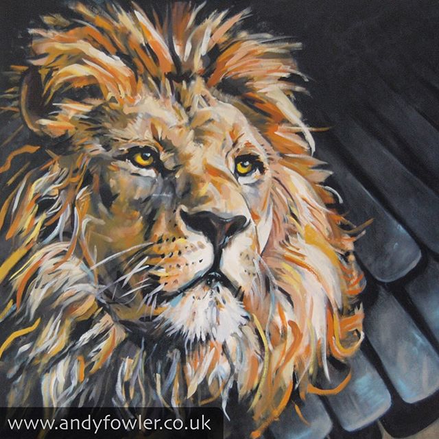 The king of the jungle! Here's #shumba / #lion with #mbira My #painting #wildlifepainting - #artist #wildlifeartist #andyfowler #andyfowlerart #andyfowlerartist