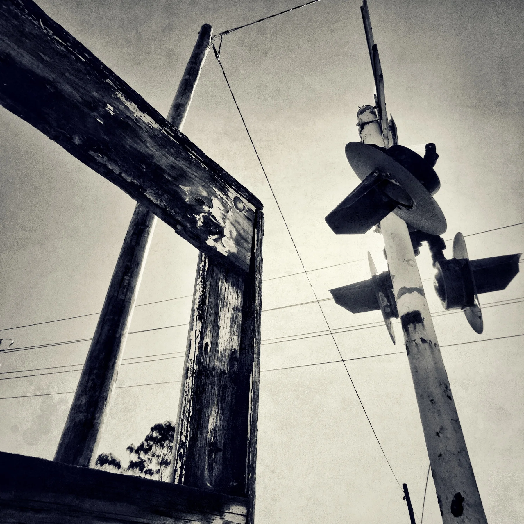Abandoned train signals outside old cement works