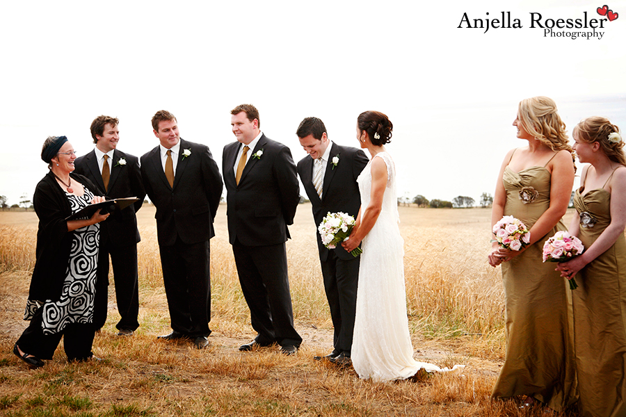 Sharing a laugh with the newly married couple.