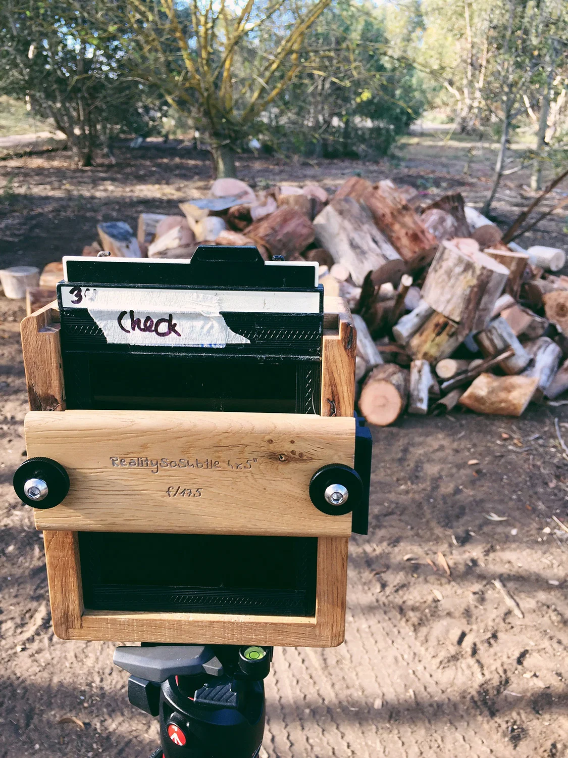 Setting up a shot with my Reality So Subtle 4x5 camera. It's such a wonderfully made camera.