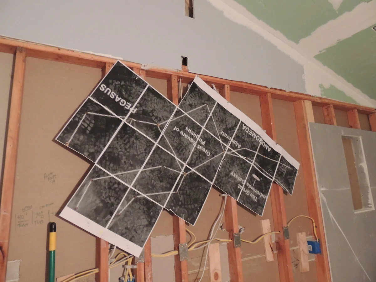 We print out and hang the Pegasus pattern for our accent lighting.