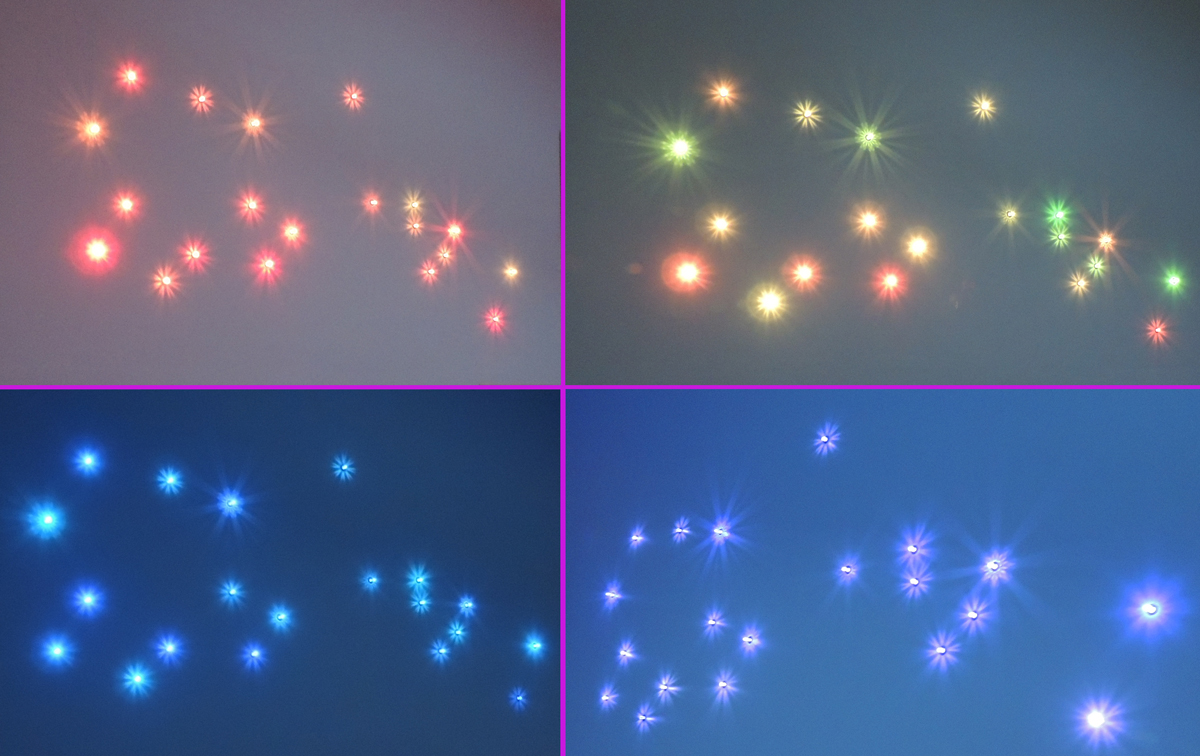 We take a party prep break to watch the lights change colors.