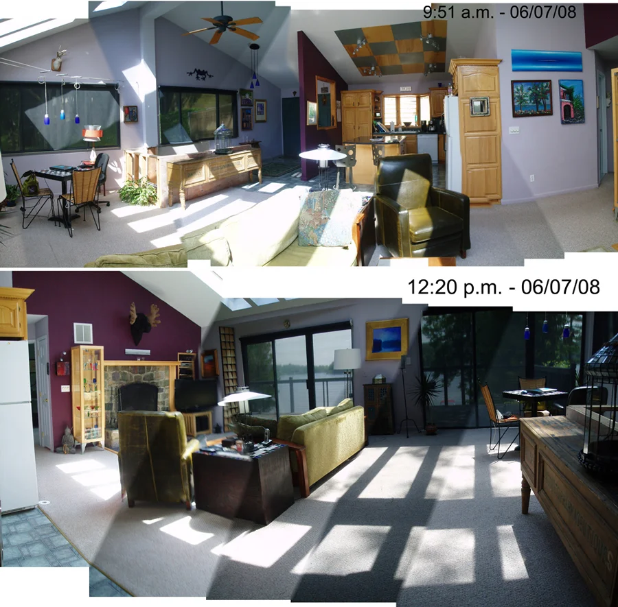 The main living area in 2008, before the first renovation, back when we had 20 skylights leaking overhead.