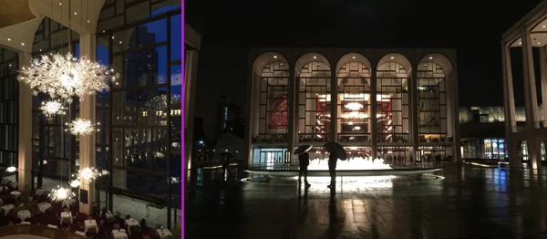 Admiring the ultimate in chandeliers in Manhattan on March 5, 2015.