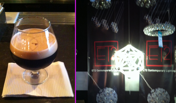 Finding beer and lighting on June 28, 2014. The ET2 Contemporary Lighting Polygon fixture isn’t installed until January 30, 2015, in time for our Super Bowl party.