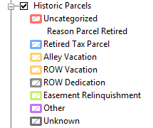The historic parcel layer helps keep a record of past changes and is automated from the workflows.