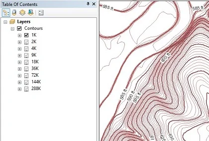 Contours created from LiDAR derived data