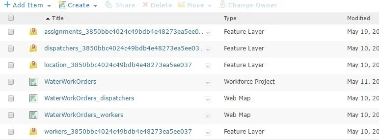 Items from each project are created and auto-stored in My Content under a new folder