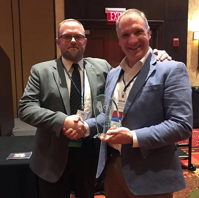 Congratulations to @micahwilli for winning the 2019 Hilton Distinguished Collaboration Award at the Illinois GIS Association annual conference. This is a very special award which was given to a very worthy recipient. Congratulations Micah!