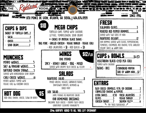 Menu — The Righteous Room