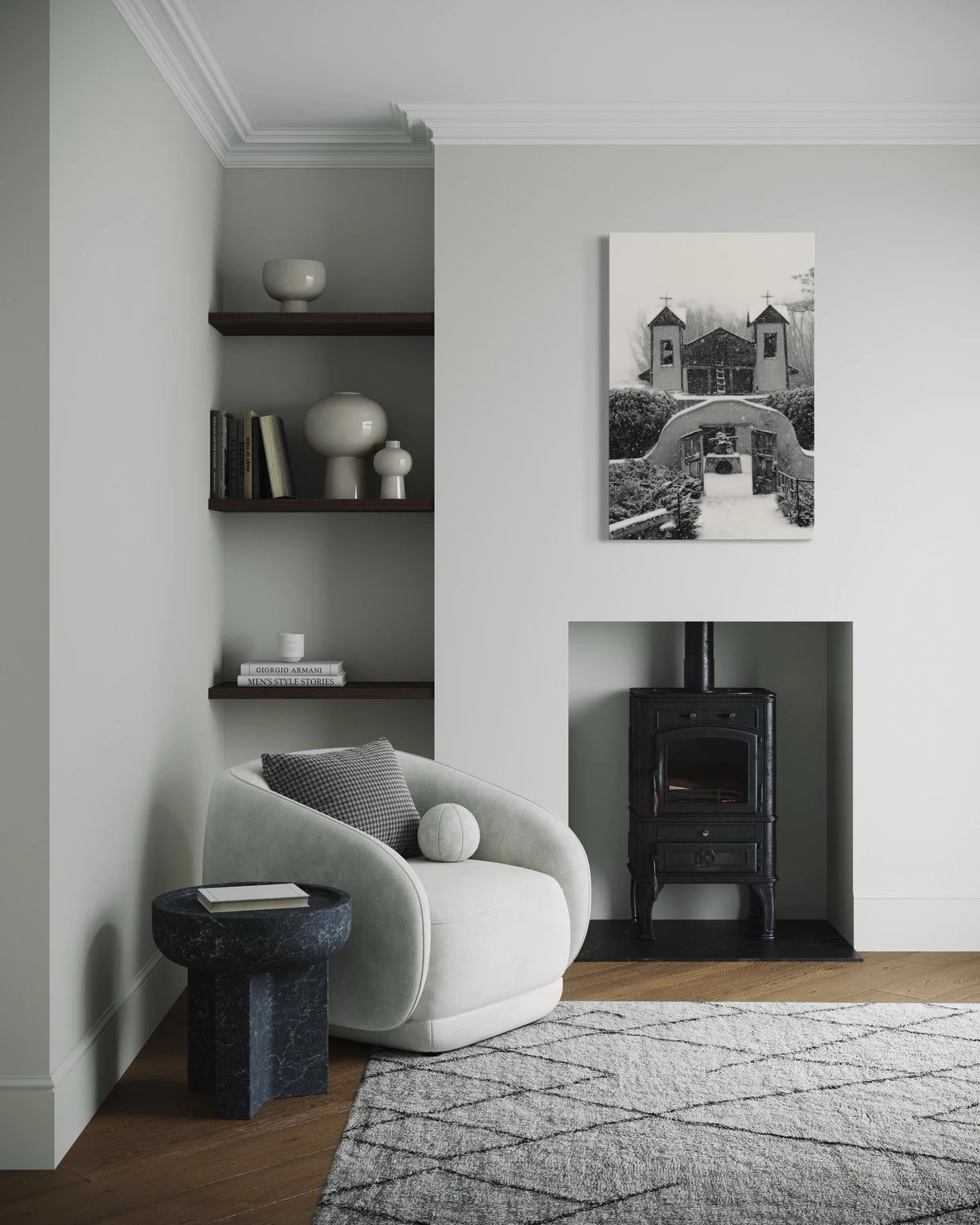 Timeless. Sacred. Unmistakably New Mexico. 🖤 My black &amp; white Santuario de Chimay&oacute; canvas brings history and serenity into your living space&mdash;where art meets spirit. Available now at Blackbird Santa Fe.

✨ Perfect for:
🕊️ Creating a