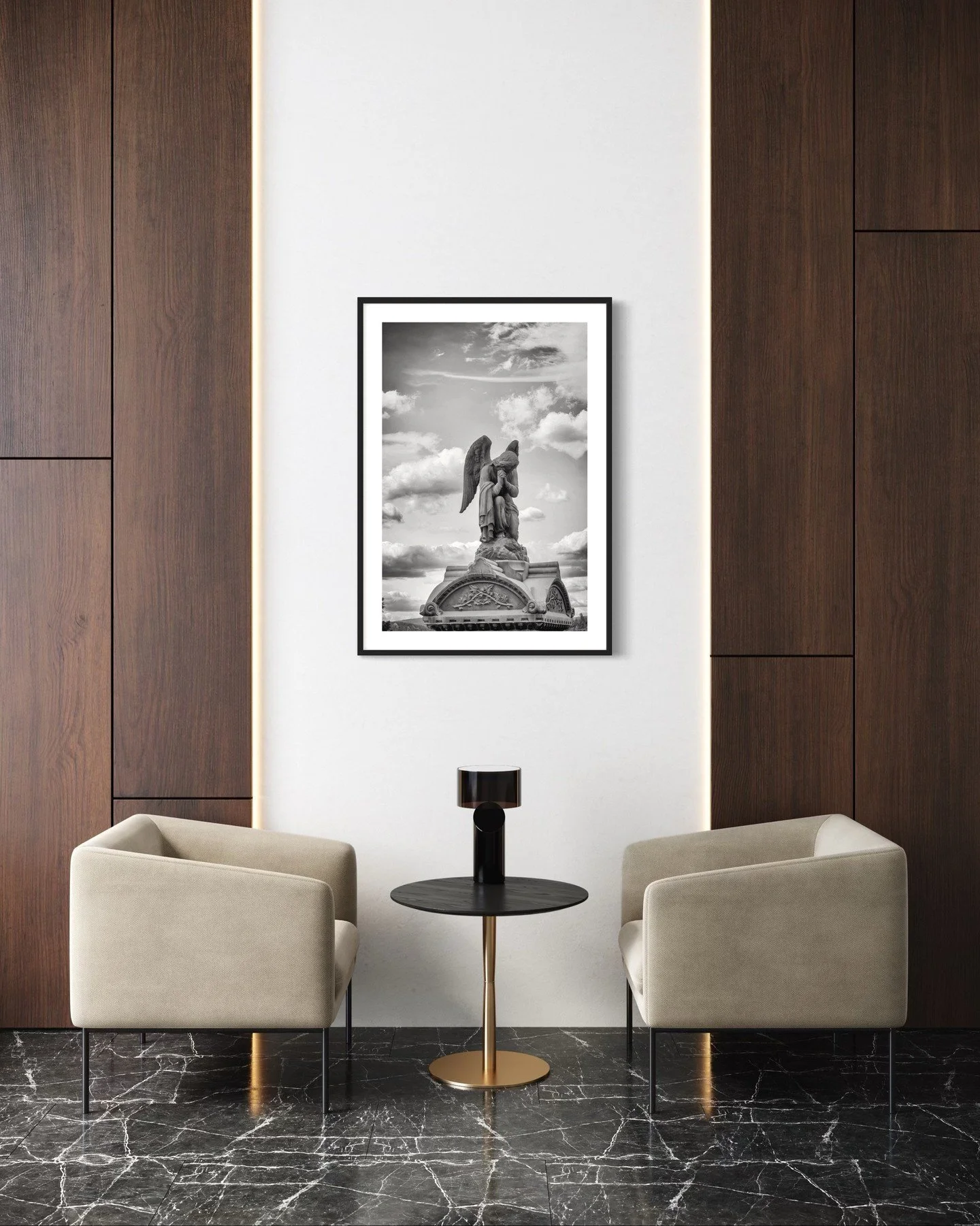Embrace the ethereal elegance of faith with this striking black and white piece. This angel, captured in a moment of prayer, offers a serene reminder of hope and grace. Transform your space with art that speaks to the soul. Discover more on my websit