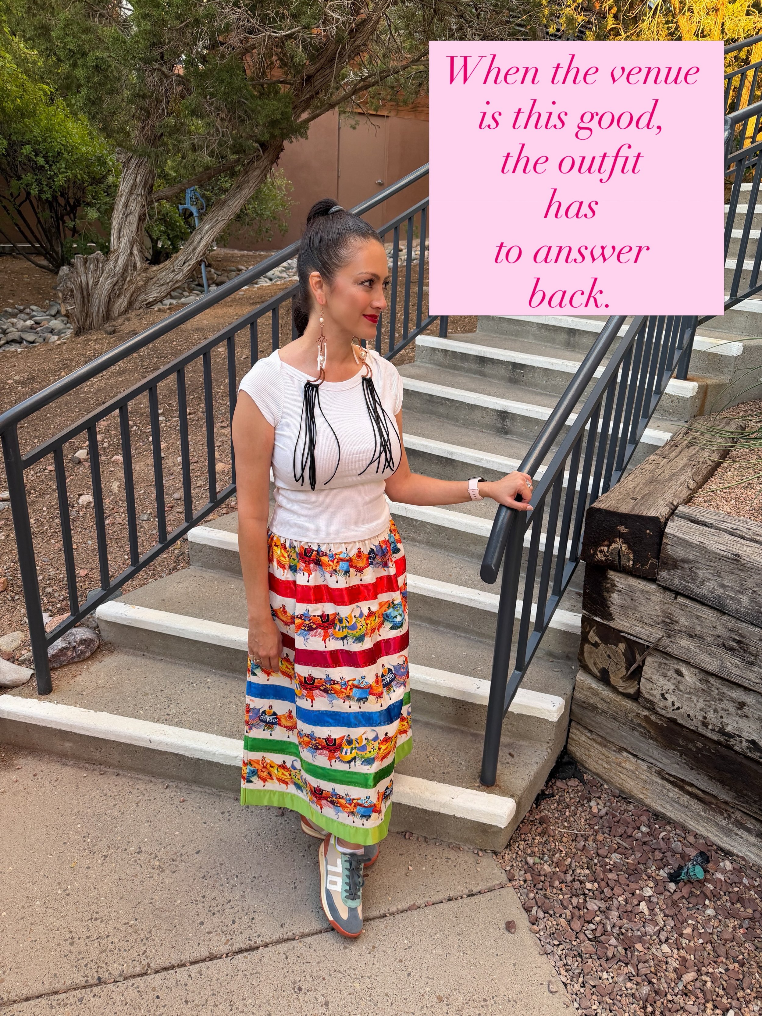 Madama Butterfly at the Santa Fe Opera, with @coppercanoewoman earrings, shoes from @golersantafe , and a ribbon skirt from an artist at last years @santafeindianmarket 

I&rsquo;ll always choose the version of fashion that tells a story and supports