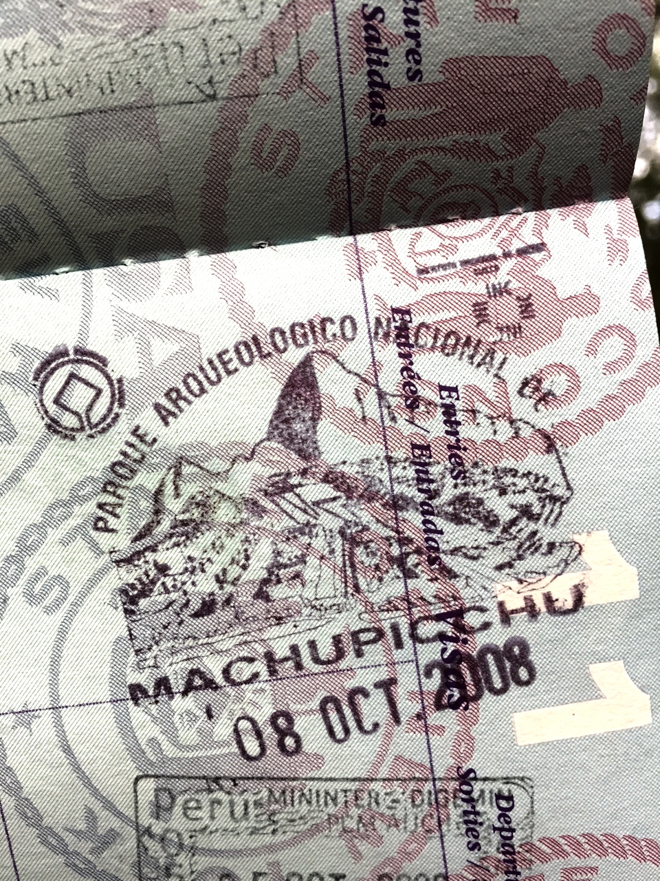 Our special passport stamp from our first trip to Machu Picchu