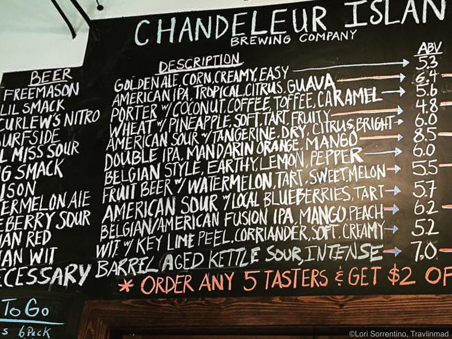 Extensive beer menu at the Chandeleur Island Brewing, Gulfport, Mississippi 