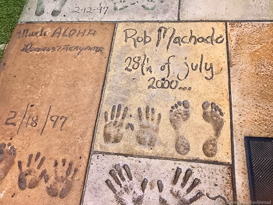 Coolest Brush With A Totally Rad Surfer Dude? - Rob Machado’s feet and hand prints at the Surfing Walk of Fame, Huntington Beach