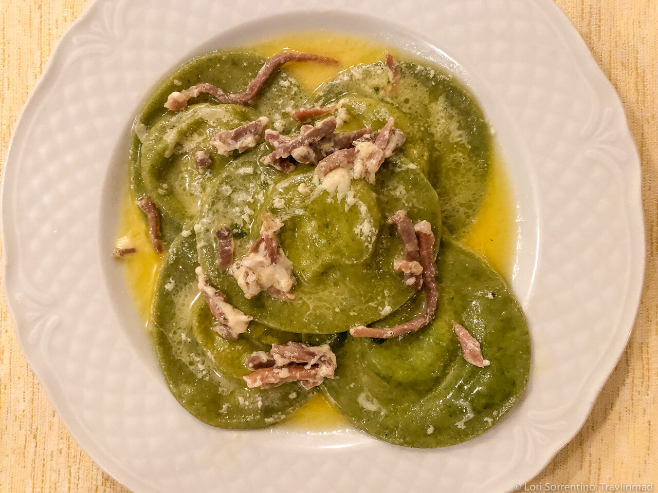 Spinach ravioli with sage