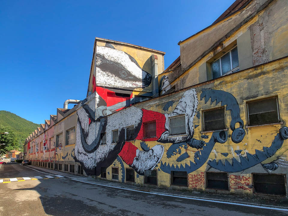 Murals painted by the Rebel Brushes of Pennelli Ribelli in Lama di Reno, Italy
