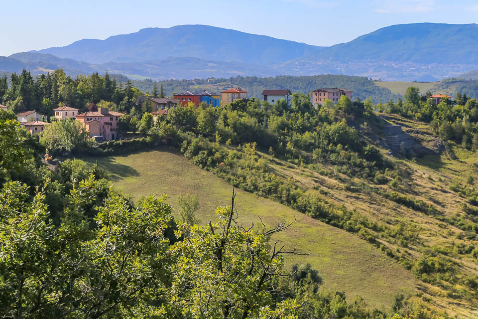 The colorful hamlet of Grizzana Morandi in the Bologna Apennines