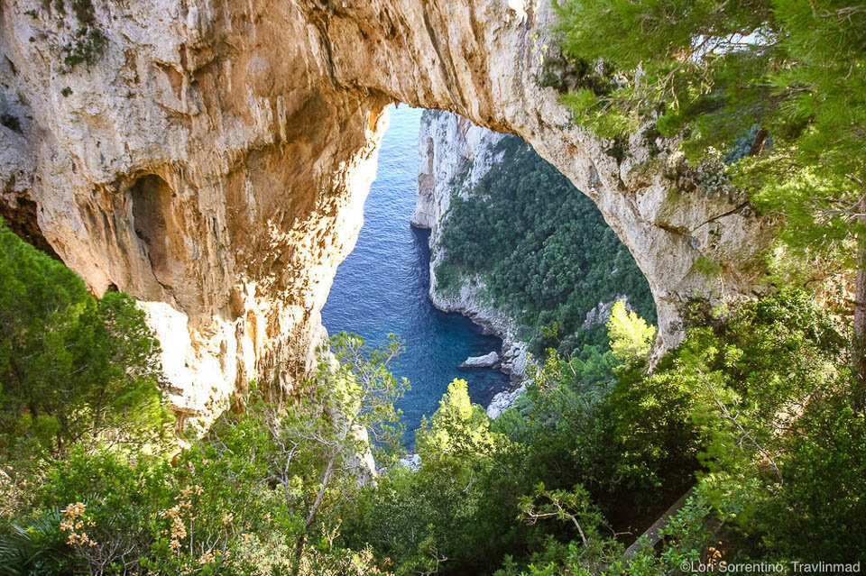 Natural arch, hiking Capri, Italy