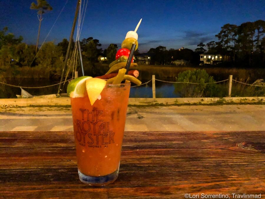 The perfect Bloody Mary to go with fresh oysters at The Royal Oyster, Gulf Shores, Alabama