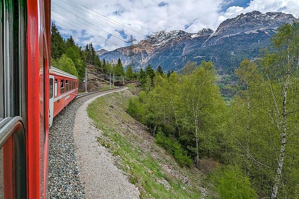 The Bernina Express train ride from Switzerland to Italy