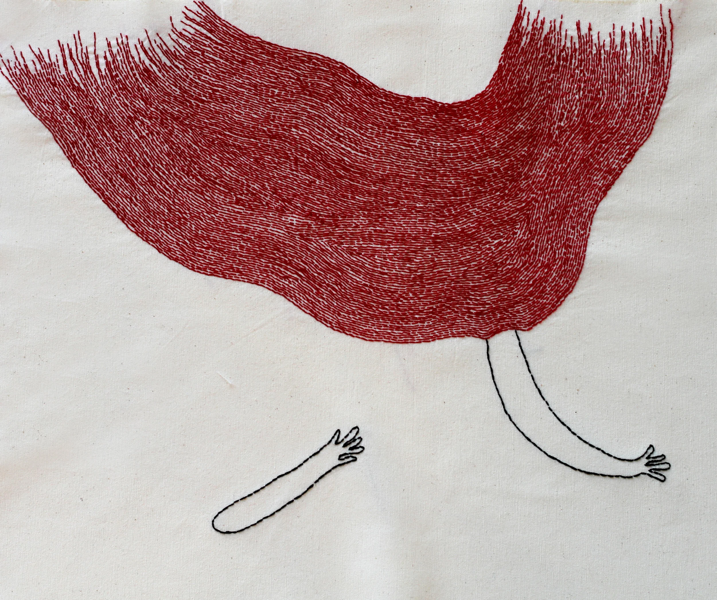  Sacred Red | Hand sewn on Fabric | 18x20" 