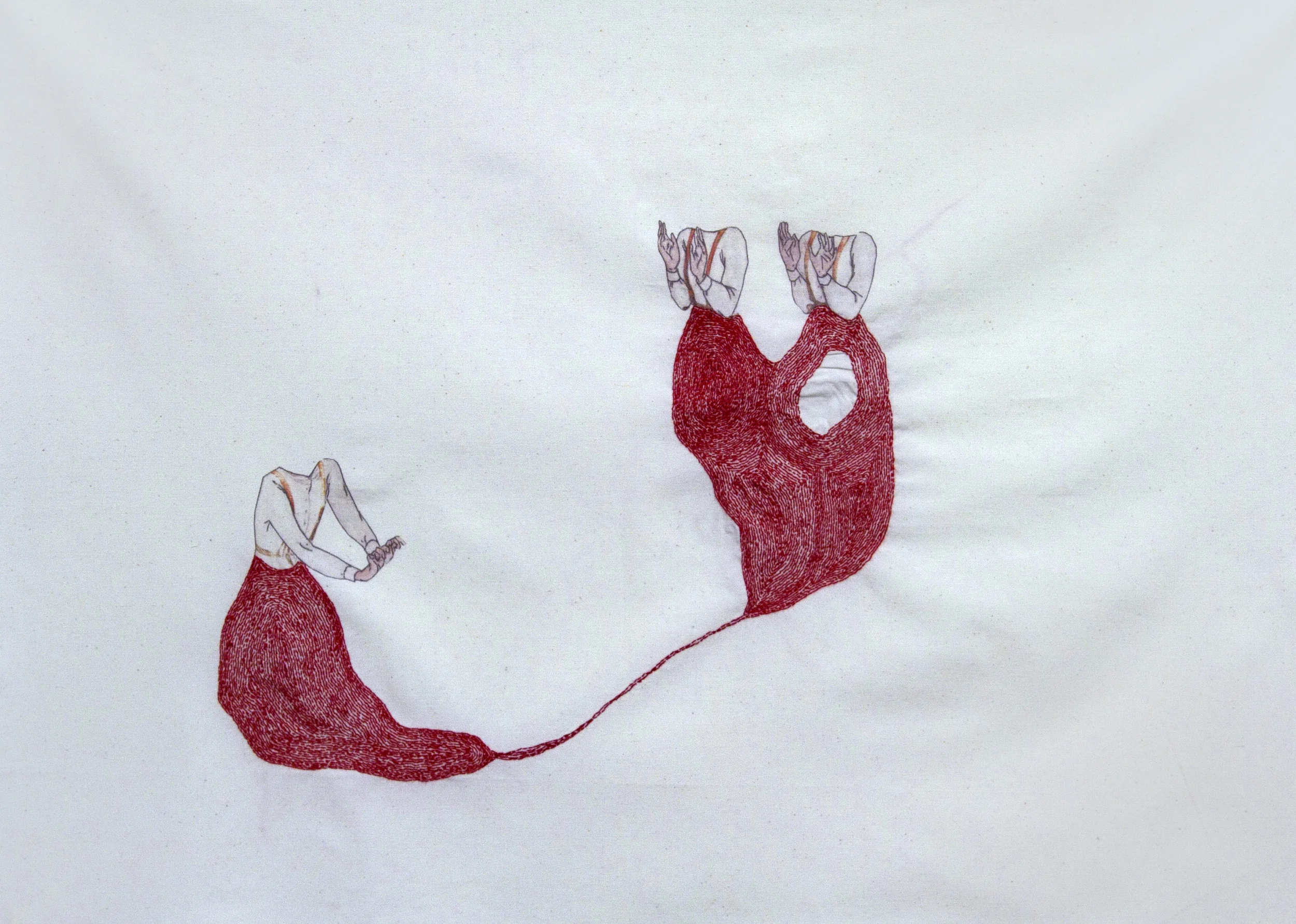 Follow me | Heroes series | Hand sewn on Fabric | 50x70cm