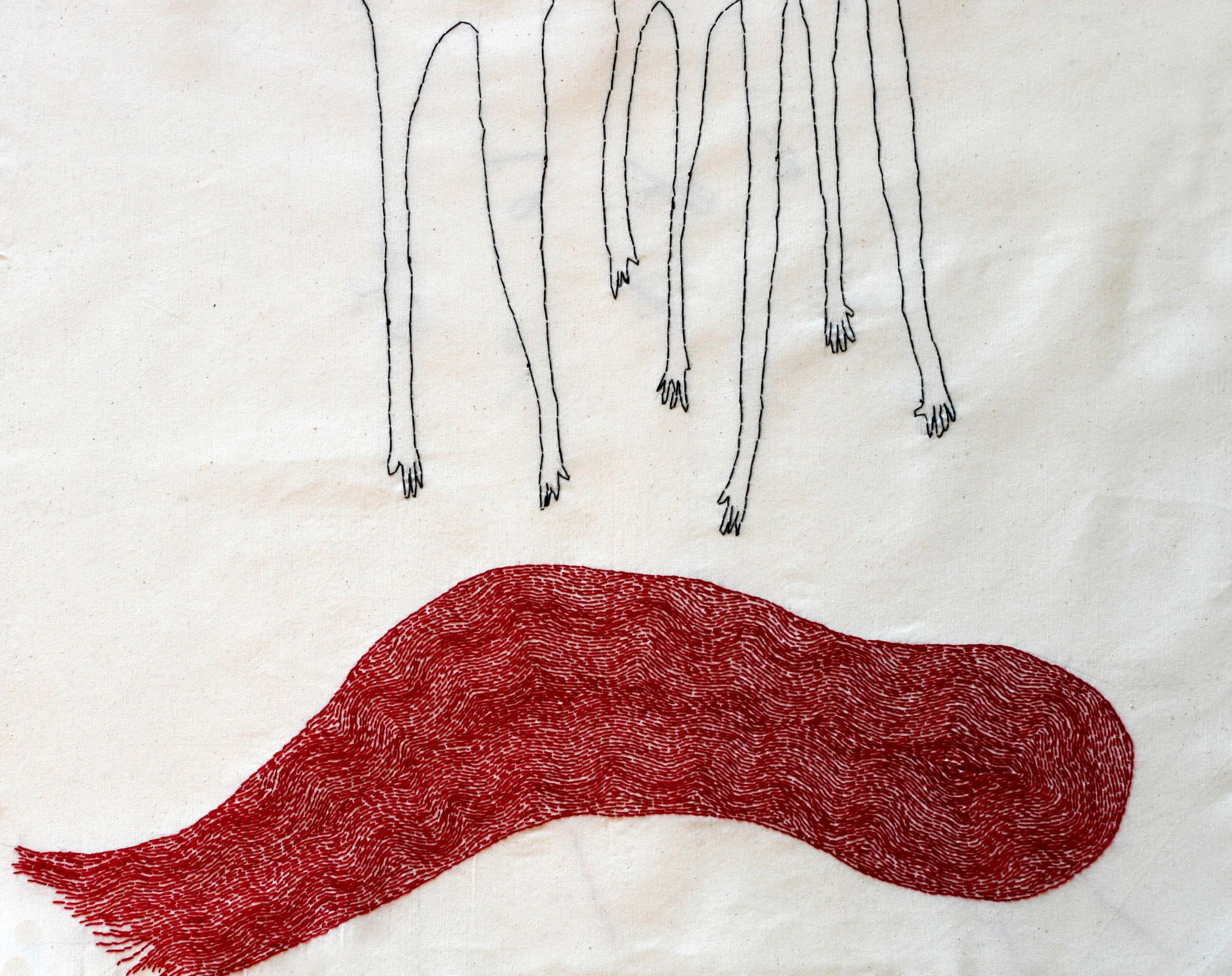  Inaccessible | Hand sewn on Fabric | 16x18" 