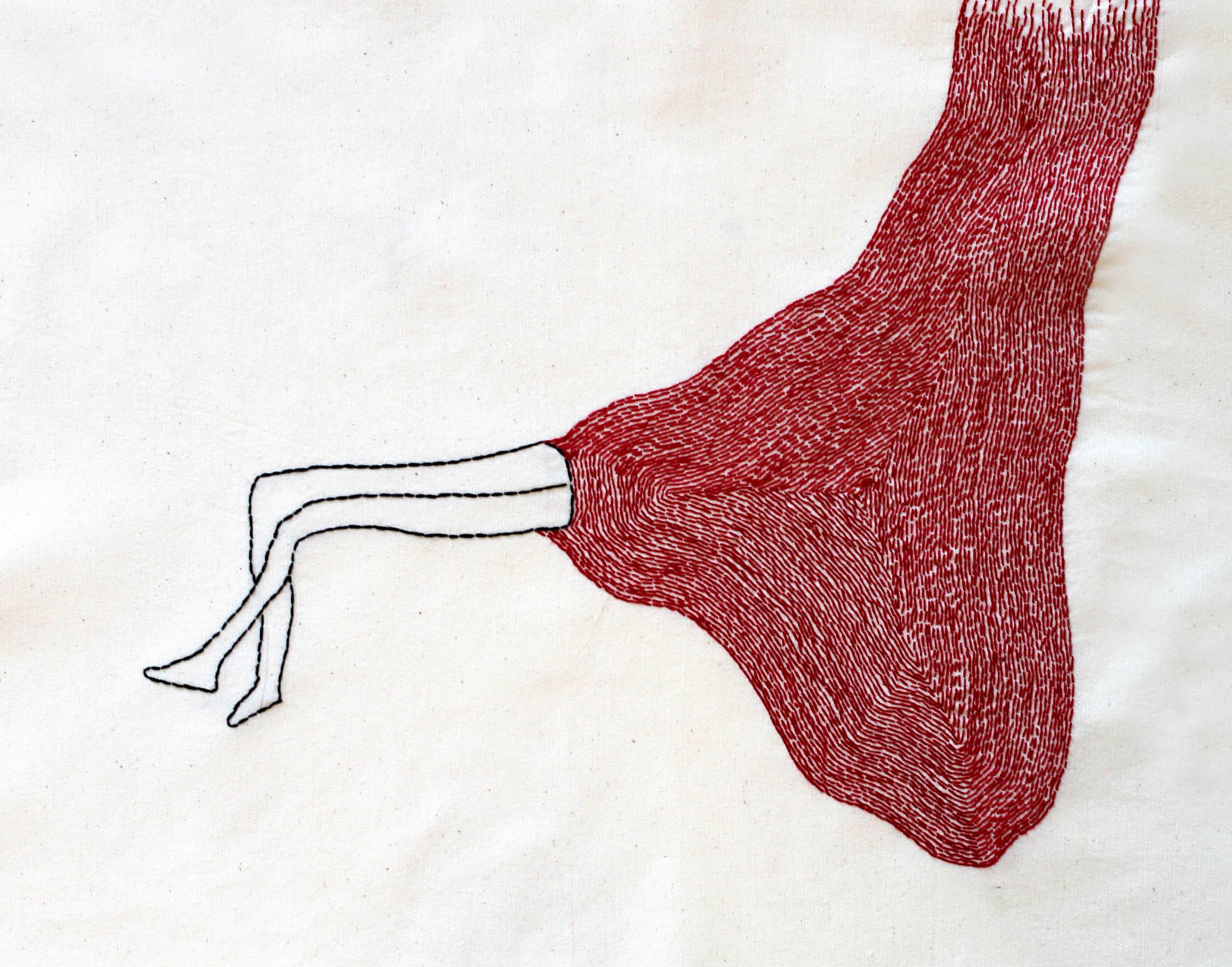  A Moment Nothing| Hand sewn on Fabric | 18x20" 