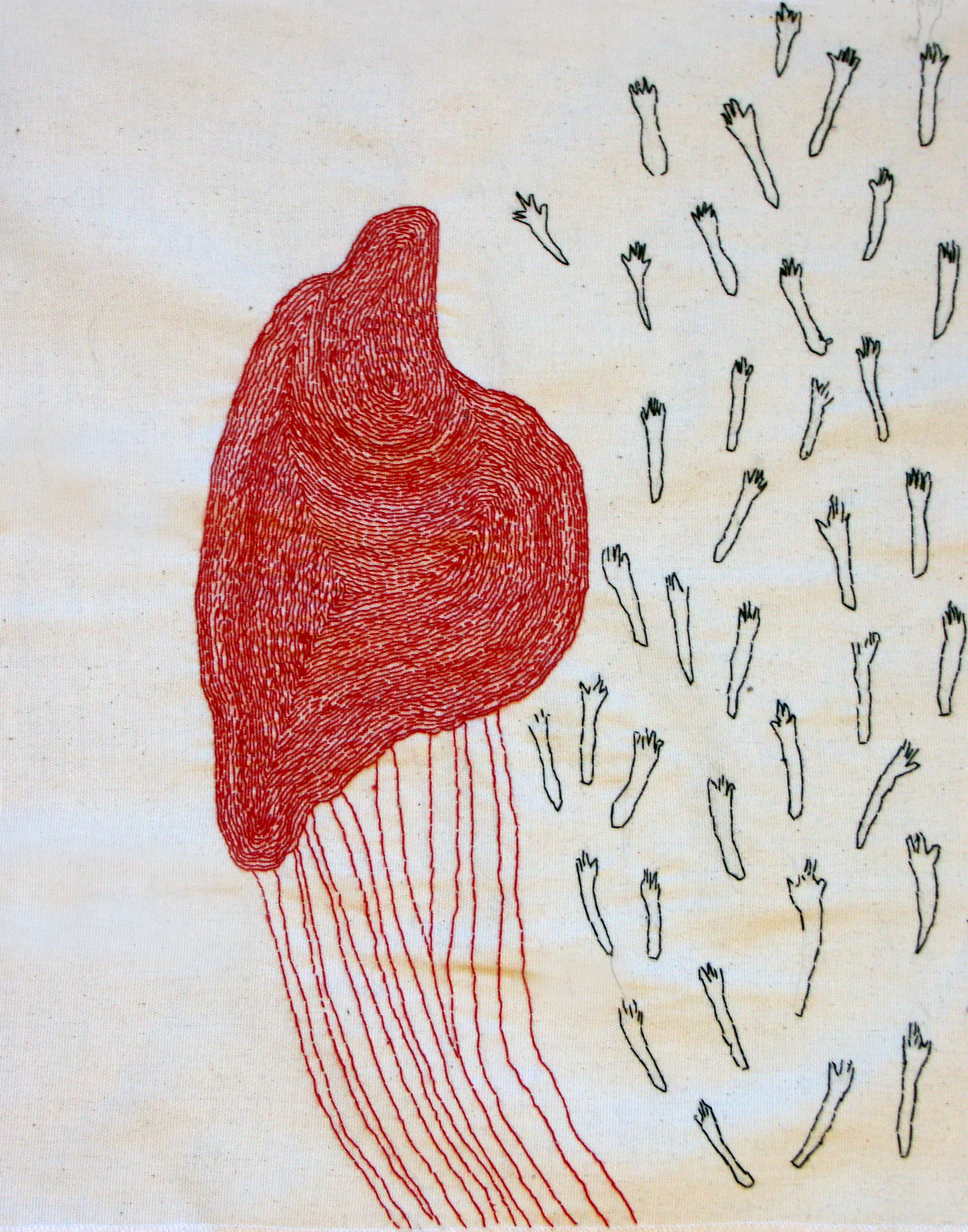  Survivals | Hand sewn on Fabric| 18x20" 