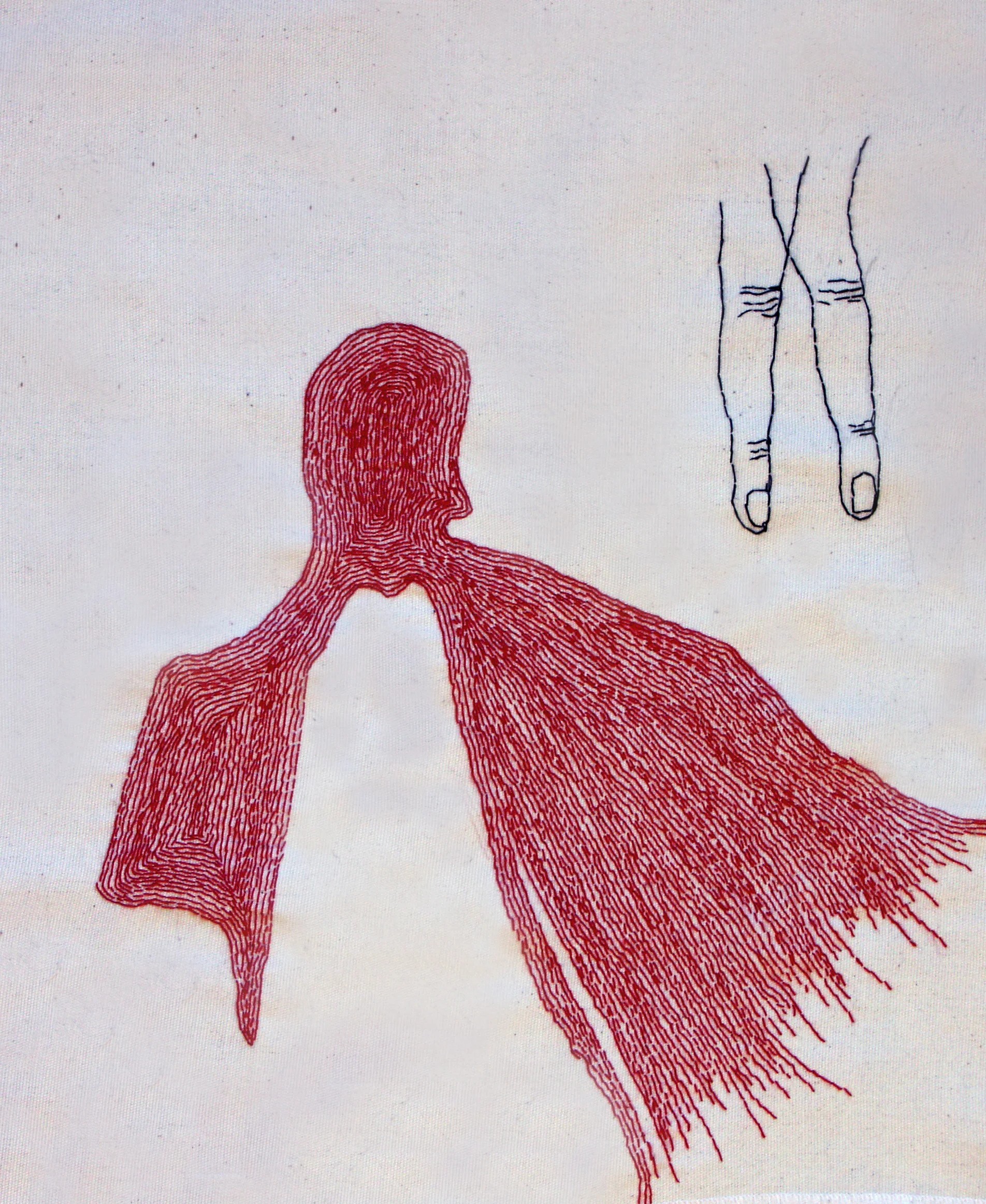  Suspended | Hand sewn on fabric | 16X18" 