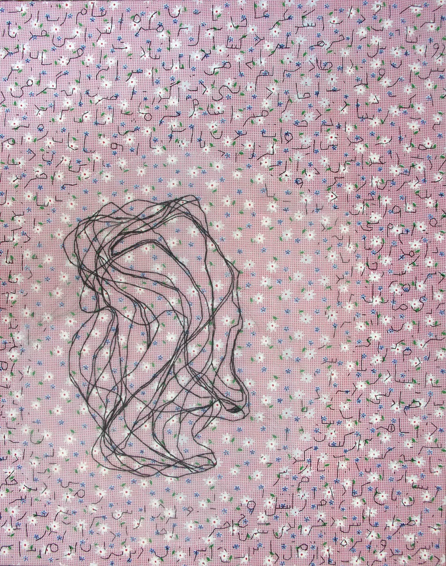 For Sarah | Hand sewn & Mixed media on Canvas | 100 x 90cm