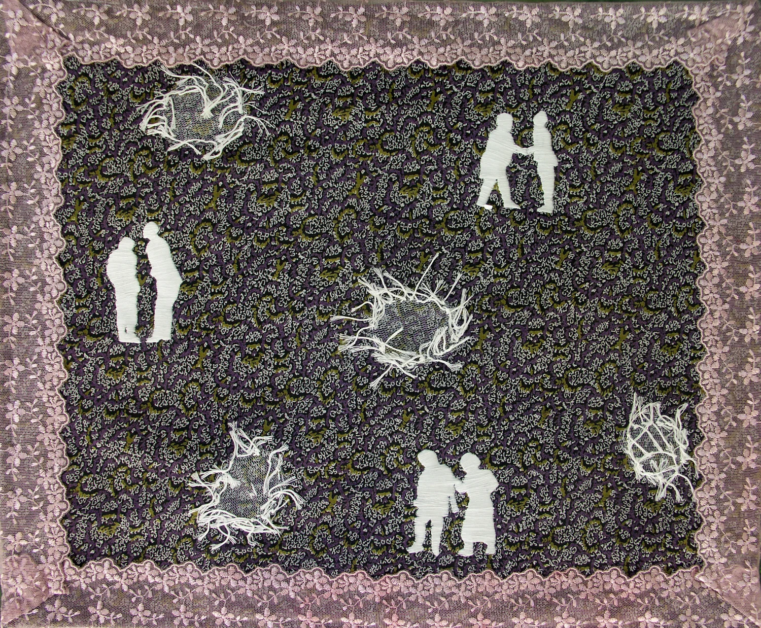 Do Not Make Threats | Hand Sewing on Fabric | 40 x 35cm