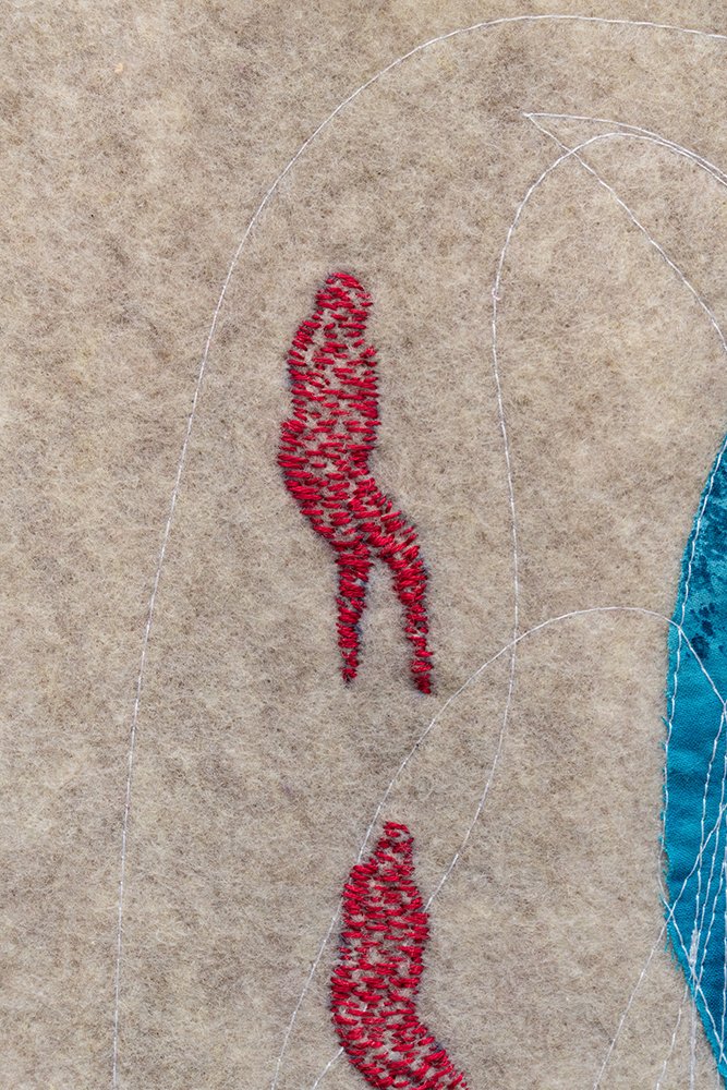  Detail_ Passage, Hand stitched embroidery, Hand dyed Fabric, Appliquéd cotton, 2022, 9x11inch 