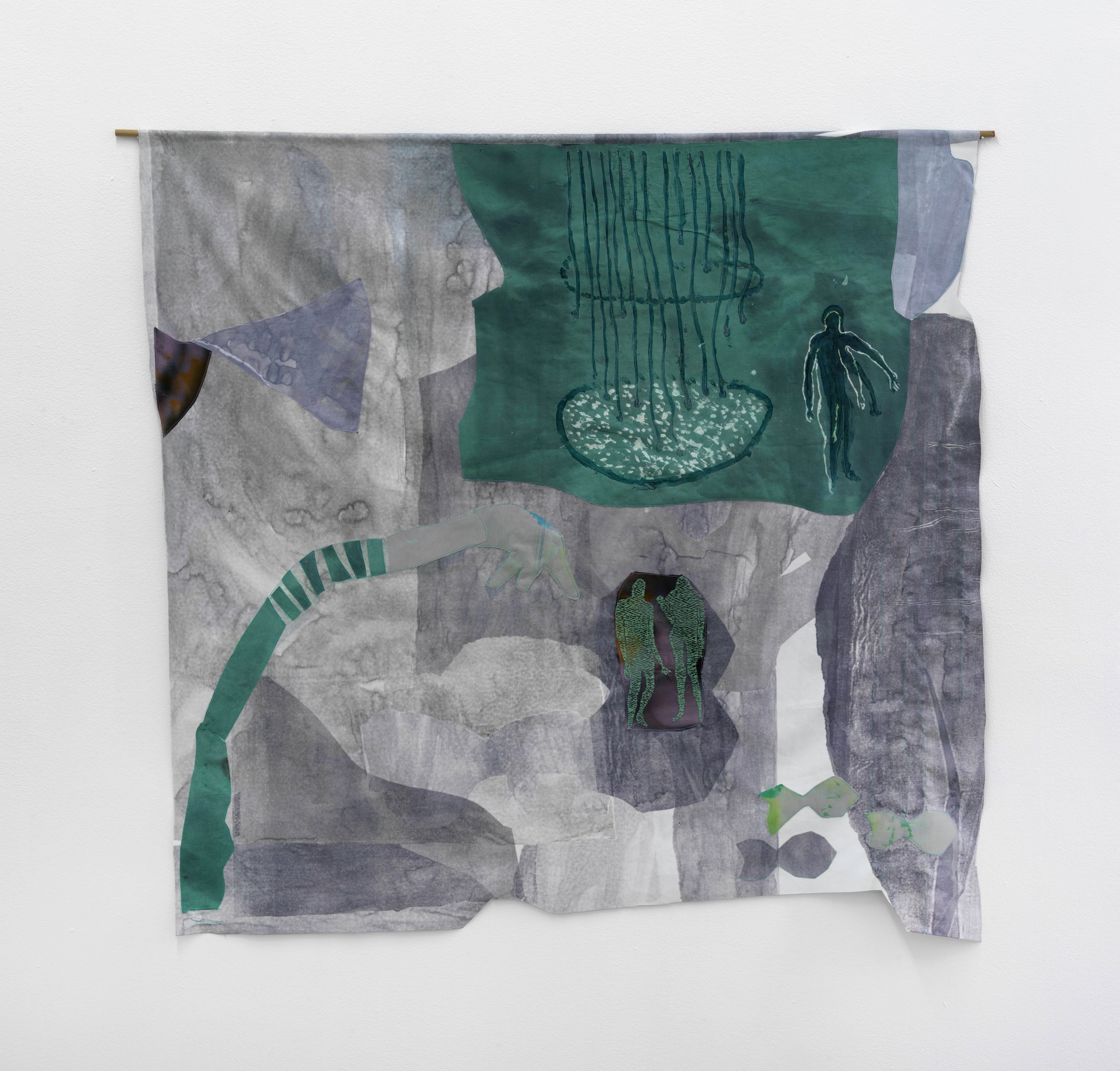  &nbsp;Piscina, 2023, Hand stitched embroidery, Hand dyed Fabric, Appliquéd cotton fabric, sublimation printing and discharge printing&nbsp;, 42x45 inches&nbsp;    