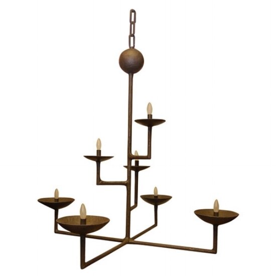 7 Cup Rectangular Chandelier with Bronze Finish