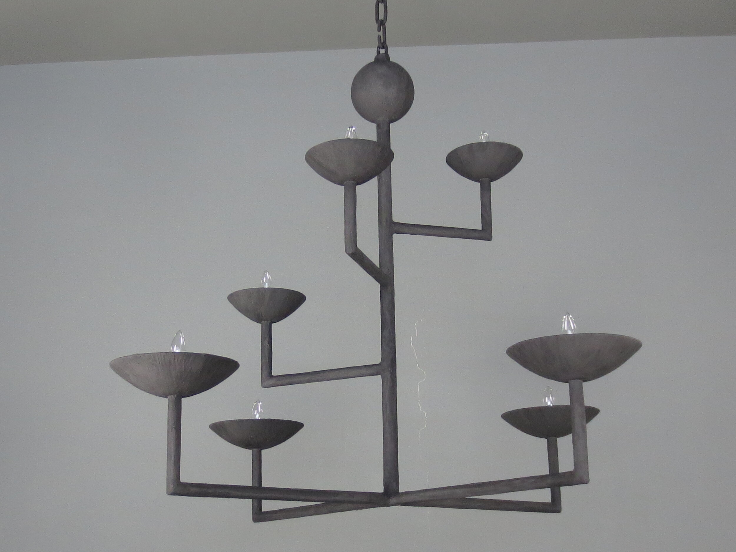 7 Cup Rectangular Chandelier with Black Finish