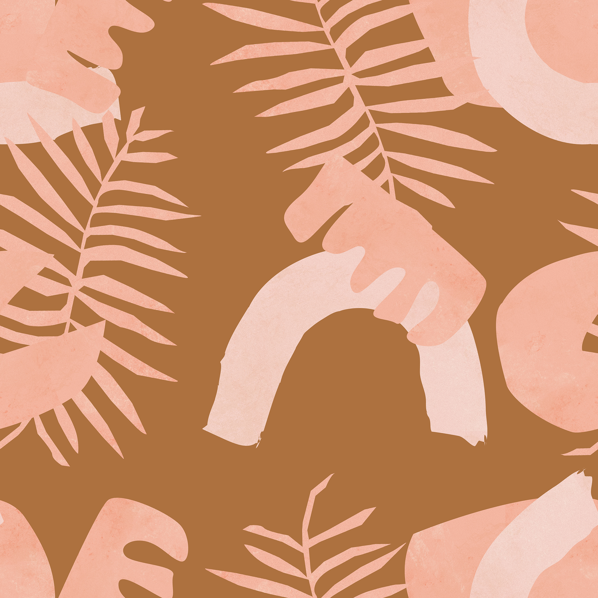 Abstract background with pink leaves and tan background