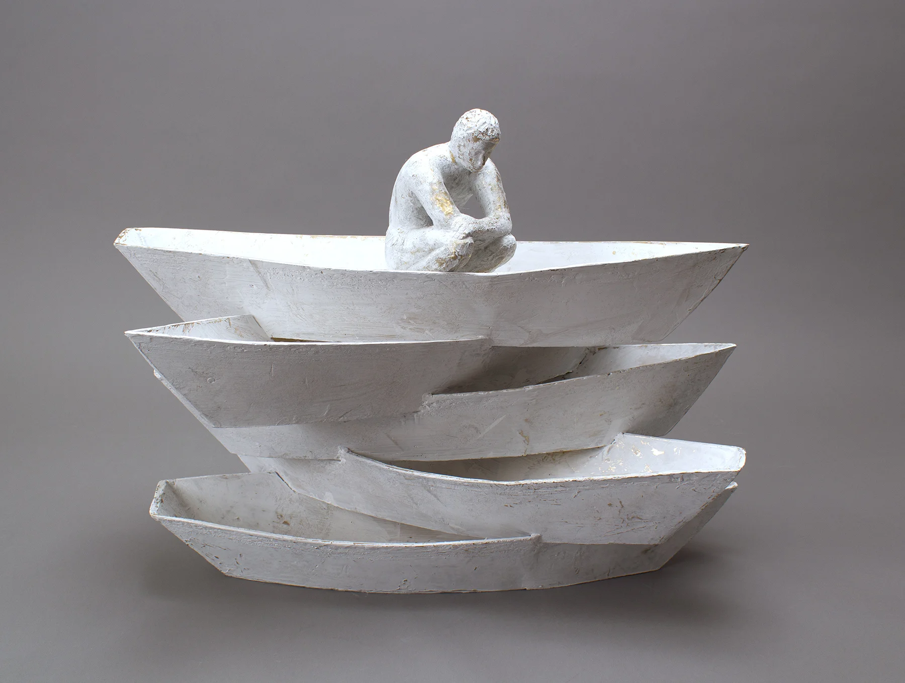 "Apilados I" painted bronze by Raul Diaz