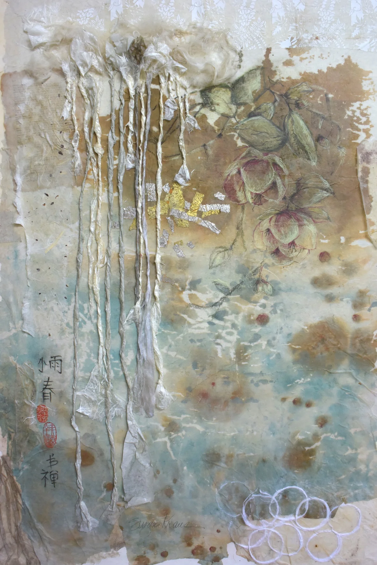 Light Rain, Early Spring; collage/mixed media by Suzan Kraus