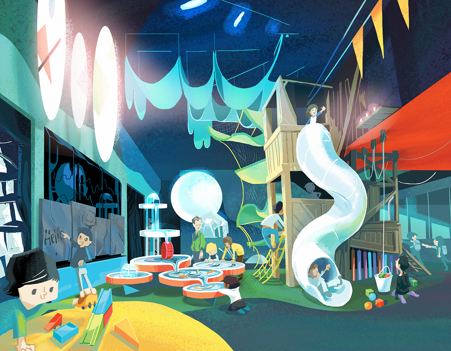 One of three pieces of concept art for Kidspace
